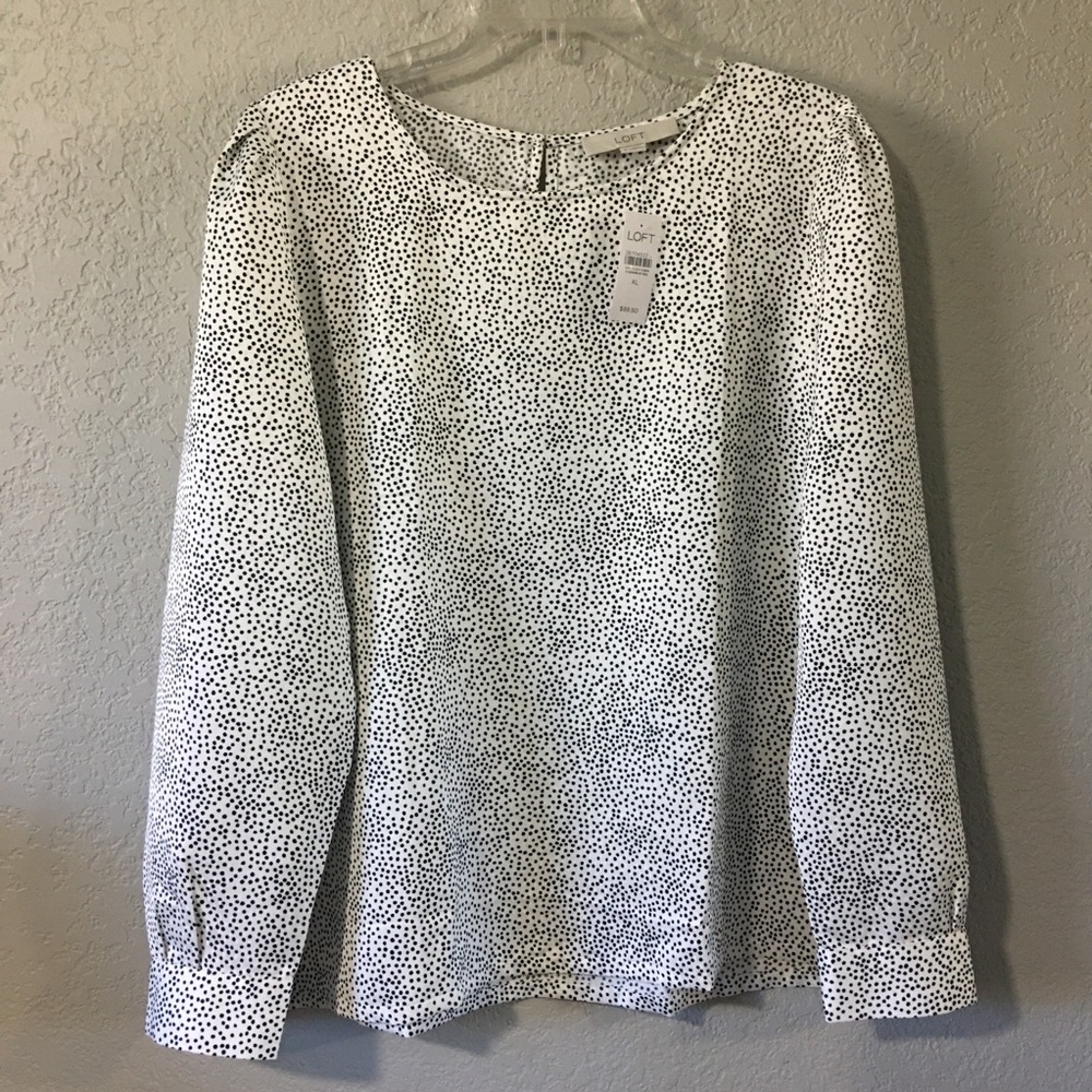 LOFT polka dot long sleeve blouse size XL